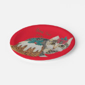 niedliches Kätzchen graue Tischtennis mit Pfotenku Pappteller (Schrägansicht)