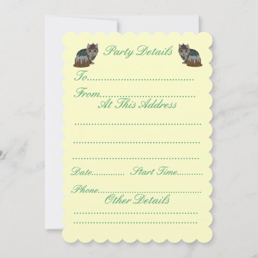 niedliches Kätzchen-Grautabak mit Pfefferkuchen Einladung (Rückseite)