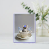 Niedliches Kätzchen in der Teeschalenpostkarte Postkarte (Stehend Vorderseite)