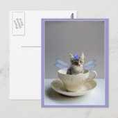 Niedliches Kätzchen in der Teeschalenpostkarte Postkarte (Vorne/Hinten)