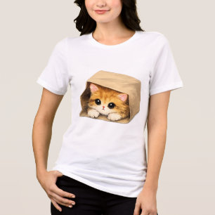 Niedliches Kätzchen in einer Pappschachtel Tri-Blend Shirt