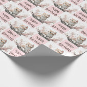 Niedliches Kätzchen in rosa Blume Geschenkpapier (Ecke)