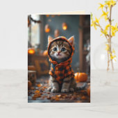 Niedliches Kätzchen in schwarz-orangefarbenem Fell Karte (Gelbe Blume)