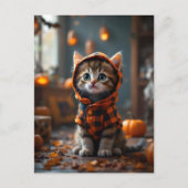 Niedliches Kätzchen in schwarz-orangefarbenem Fell Postkarte (Vorderseite)