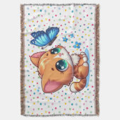 Niedliches Kätzchen/Katze/Schmetterling Decke (Vorderseite Vertikal)