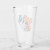 Niedliches Kätzchen/Katze/Schmetterling Glas (Rückseite)