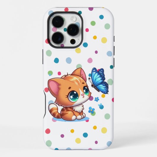 Niedliches Kätzchen/Katze/Schmetterling iPhone Hülle (Rückseite)
