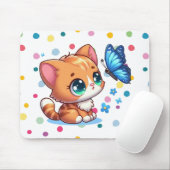 Niedliches Kätzchen/Katze/Schmetterling Mousepad (Mit Mouse)