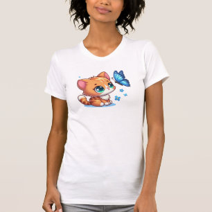 Niedliches Kätzchen/Katze/Schmetterling T-Shirt