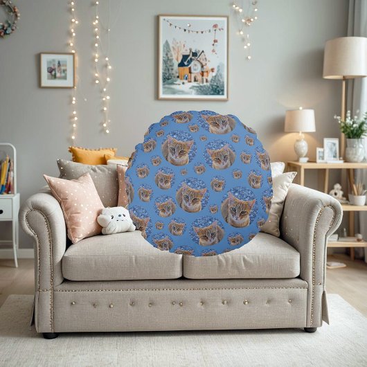 Niedliches Kätzchen - Katzenmuster Rundes Kissen