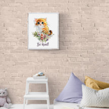 Niedliches Kätzchen mit Aquarellfarben-Blume