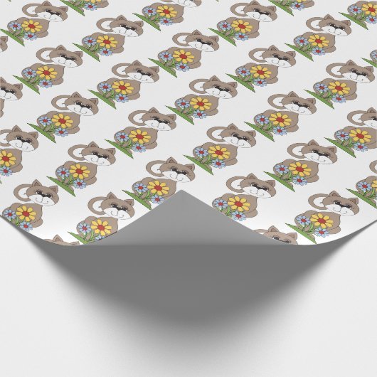 niedliches Kätzchen mit Blume Geschenkpapier (Ecke)