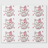 Niedliches Kätzchen mit Bogen Geschenkpapier (Flach)