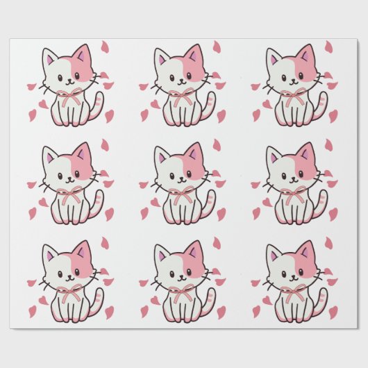 Niedliches Kätzchen mit Bogen Geschenkpapier (Flach)