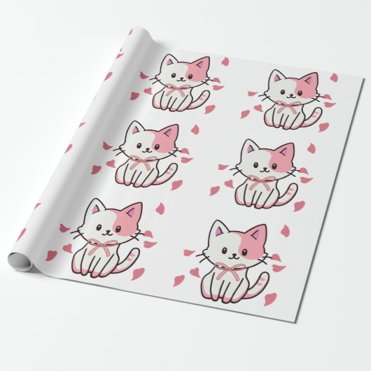 Niedliches Kätzchen mit Bogen Geschenkpapier (Ungerollt)