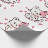 Niedliches Kätzchen mit Bogen Geschenkpapier (Ecke)
