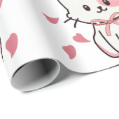 Niedliches Kätzchen mit Bogen Geschenkpapier (Rolleneckpunkt)