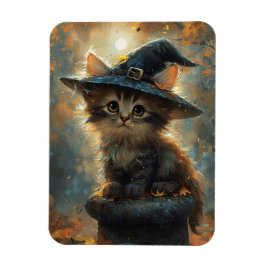 Niedliches Kätzchen mit einem Hexenhut-Flexible Ma Magnet
