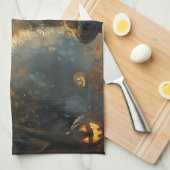 Niedliches Kätzchen mit einem Hexenhut Geschirrtuch (Viertel Falte)