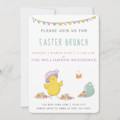 Niedliches Kätzchen mit Tee-Cup - Osterbrunch Einladung (Vorderseite)