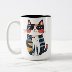 Niedliches Kätzchen mit weichem, weichem Pelz Zweifarbige Tasse