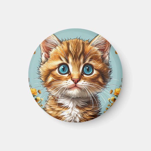 Niedliches Kätzchen-Portrait Magnet (Vorne)