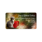 Niedliches Kätzchen Rote GIF Box farbenfrohe festl Adressaufkleber (Vorne)