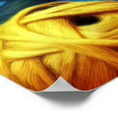 Niedliches Kätzchen Schlafen unter der Decke Poster (Ecke)