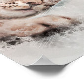 niedliches Kätzchen schlafend traumhafte Aquarellm Poster (Ecke)