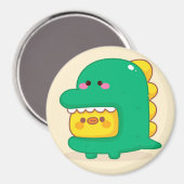 Niedliches Kätzchen Tragen eines Dino Magnet (Vorderseite/Rückseite)