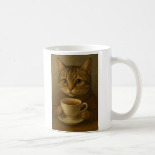 Niedliches Kätzchen trinkt Tee mit dir. Kaffeetasse