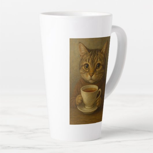 Niedliches Kätzchen trinkt Tee mit dir. Milchtasse (Rechte Ecke)