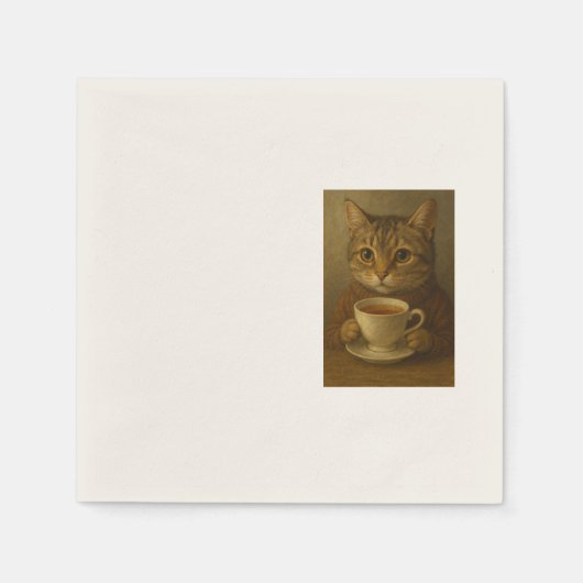 Niedliches Kätzchen trinkt Tee mit dir. Serviette (Vorderseite)