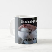Niedliches Kätzchen-Zitat-einfache Vergnügen am Kaffeetasse (Vorderseite Links)
