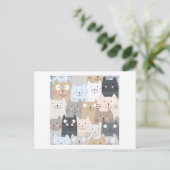 Niedliches Kätzchengraumuster Postkarte (Stehend Vorderseite)