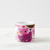 niedliches Kätzchenkatzen-Hintergrundmuster Espressotasse (Vorderseite)