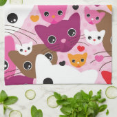 niedliches Kätzchenkatzen-Hintergrundmuster Handtuch (Gefaltet)