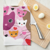niedliches Kätzchenkatzen-Hintergrundmuster Handtuch (Viertel Falte)
