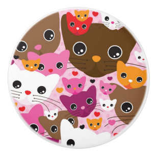 niedliches Kätzchenkatzen-Hintergrundmuster Keramikknauf