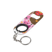 niedliches Kätzchenkatzen-Hintergrundmuster Schlüsselanhänger Flaschenöffner (Rückseite Schrägansicht)