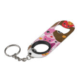 niedliches Kätzchenkatzen-Hintergrundmuster Schlüsselanhänger Flaschenöffner (Vorderseite Schrägansicht)