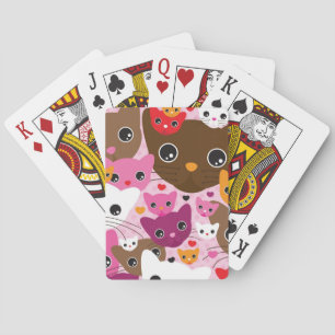 niedliches Kätzchenkatzen-Hintergrundmuster Spielkarten