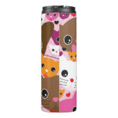 niedliches Kätzchenkatzen-Hintergrundmuster Thermosbecher (Rückseite)