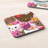 niedliches Kätzchenkatzen-Hintergrundmuster Untersetzer (Linke Seite)