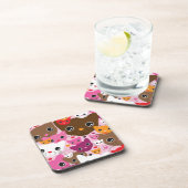 niedliches Kätzchenkatzen-Hintergrundmuster Untersetzer (Rechte Seite)