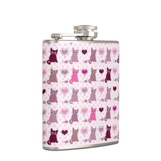 Niedliches Kätzchenmädchenmuster Flachmann (Rechts)