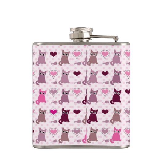 Niedliches Kätzchenmädchenmuster Flachmann (Rückseite)