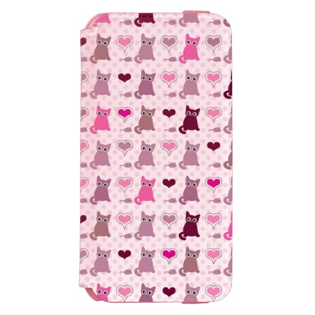 Niedliches Kätzchenmädchenmuster Incipio iPhone Geldbeutel-Hülle (Folio Vorderseite)