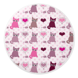 Niedliches Kätzchenmädchenmuster Keramikknauf