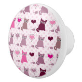 Niedliches Kätzchenmädchenmuster Keramikknauf (Rechts)